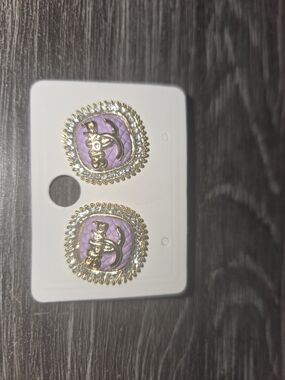 C.C. Boutique Lavender Gold Stud Earrings